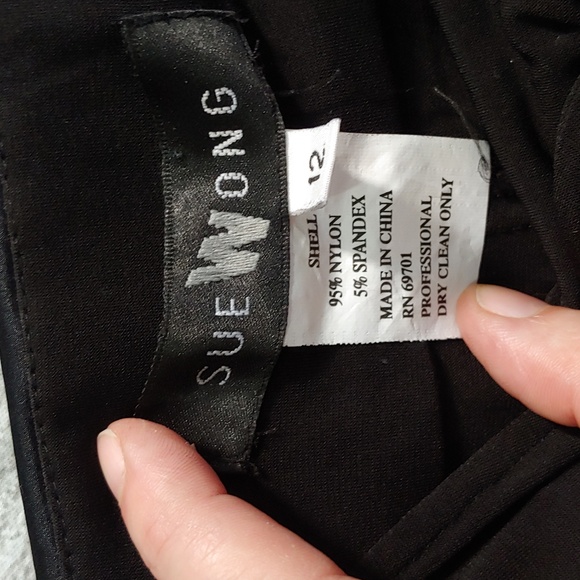 Sue Wong Black Ruched Sleeve Open Back Cocktail Dress - Picture 8 of 12